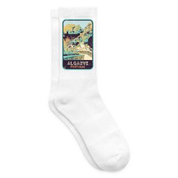 Retro-Abzeichen, Algarve Portugal, Strand Sommersonne - Tennissocken - Weiß - Rechts