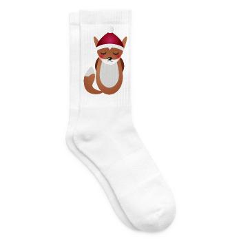 renard mignon avec chapeau de Noël du Père Noël - Chaussettes de tennis - blanc - Droite