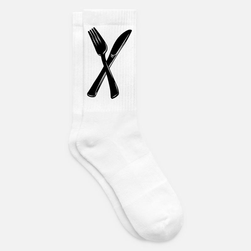 Messer und Gabel - Tennissocken - Weiß