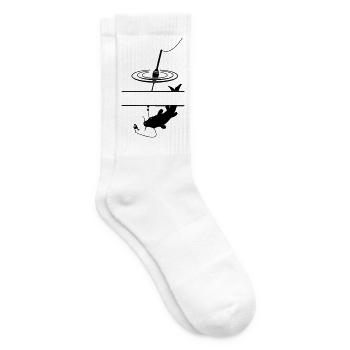 Fish float and bar in between for your own text - Tennis socks - white - Right