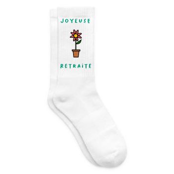 RETRAITE. BONNE RETRAITE. JOYEUSE RETRAITE. FLEUR - Chaussettes de tennis - blanc - Droite