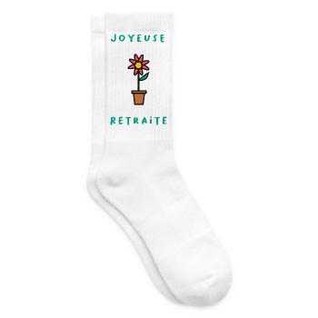 RETRAITE. BONNE RETRAITE. JOYEUSE RETRAITE. FLEUR - Chaussettes de tennis - blanc - Droite