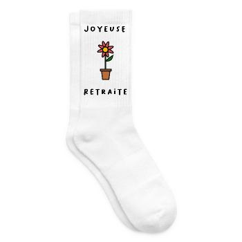 RETRAITE. BONNE RETRAITE. JOYEUSE RETRAITE. FLEUR - Chaussettes de tennis - blanc - Droite