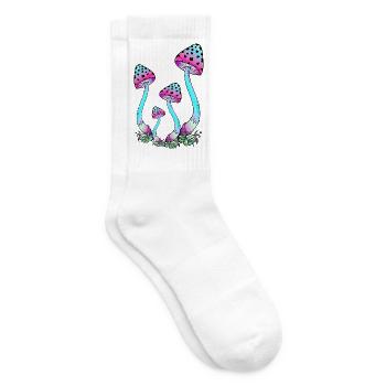 Champignons de couleur néon, art des champignons psychédéliques - Chaussettes de tennis - blanc - Droite