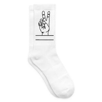 Text space with hand gesture peace - Tennis socks - white - Right
