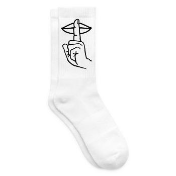 Hand with finger silence hand gesture - Tennis socks - white - Right