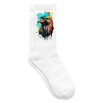 Falke Farbenfroh - Bunter Falke - Habicht Vogel - Tennissocken - Weiß - Rechts