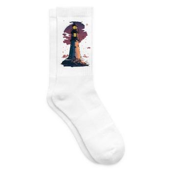 Phare nocturne étoilé au bord de mer - Chaussettes de tennis - blanc - Droite
