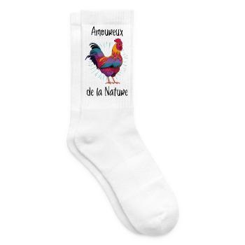 Amoureux de la Nature - Poule - Coq - Chaussettes de tennis - blanc - Droite