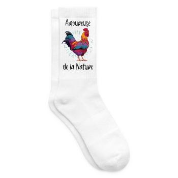 Amoureuse de la Nature - Poule - Coq - Chaussettes de tennis - blanc - Droite