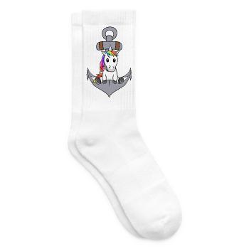 Anchor Unicorn Maritime Mythical Creature Sailor Ahoy - Tennis socks - white - Right