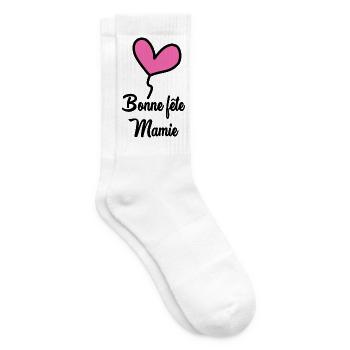 GRANNY. HAPPY BIRTHDAY. MOM. MOTHER'S DAY - Tennis socks - white - Right