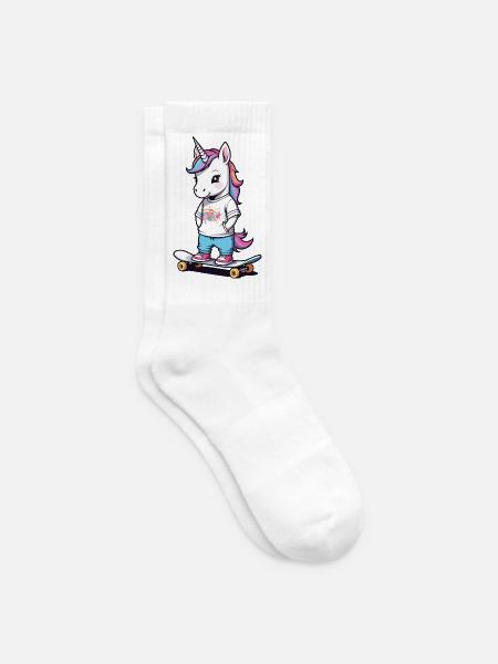 Cute Skater Unicorn - Tennis socks - white