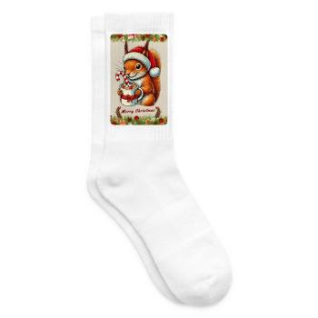 Écureuil de Noël au chocolat chaud - Chaussettes de tennis - blanc - Droite