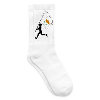 Cyprus Flag Woman Running - Tennis socks - white - Right