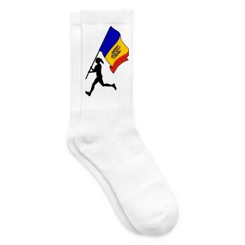 Flagge Moldawien Frau läuft - Tennissocken - Weiß - Rechts