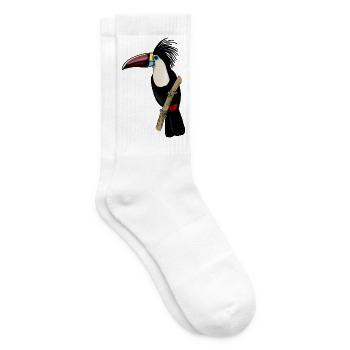 Toucan on a branch - Tennis socks - white - Right