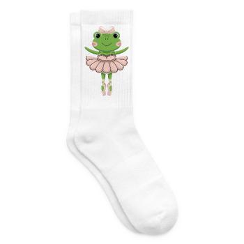 Ballet Frog in Pink Tutu - Tennis socks - white - Right
