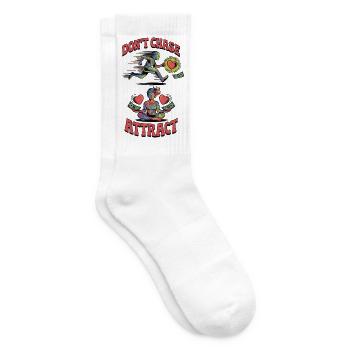 Nicht jagen, sondern anziehen | Lustige Zen-Meditation - Tennissocken - Weiß - Rechts