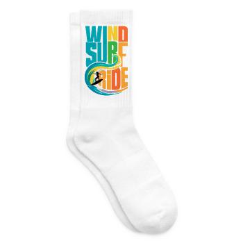 Colorful Windsurf Ride Action Art - Vibrant Waters - Tennis socks - white - Right