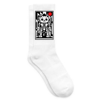 Katzenroboter in Space mit rotem Planeten - Tennissocken - Weiß - Rechts
