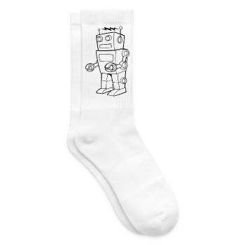 Roboter Vintage Skizze Design - Tennissocken - Weiß - Rechts