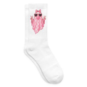 Mignon fantôme rose Halloween Design - Chaussettes de tennis - blanc - Droite
