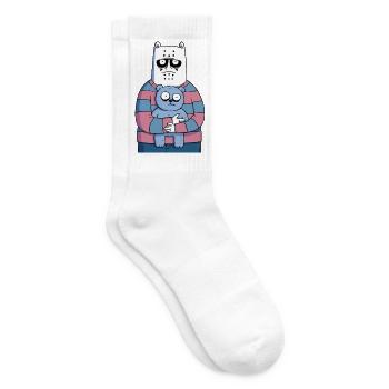 Creepy Cute Monster with Teddy | Funny Horror - Tennissocken - Weiß - Rechts