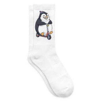 Cute Cartoon Penguin Scooter Scooter Laughing Joy - Tennis socks - white - Right