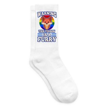 Warning This Person Is A Furry - Tennis socks - white - Right