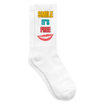 Smile Its Free Typography - Tennis socks - white - Right