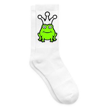 Frog King Crown Funny Cute Comic Frog Prince - Tennis socks - white - Right