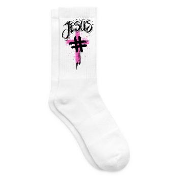 Hashtag Jésus - Chaussettes de tennis - blanc - Droite