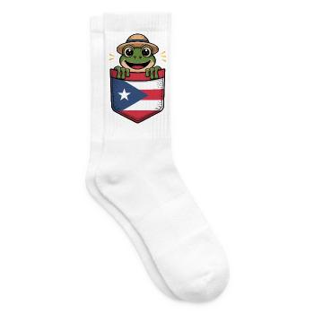 Porto Rico Coqui Avec Chapeau De Paille Dans Le Drapeau - Chaussettes de tennis - blanc - Droite