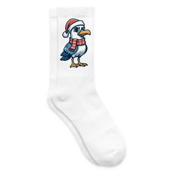 Möwe mit Weihnachtsmütze - Tennissocken - Weiß - Rechts