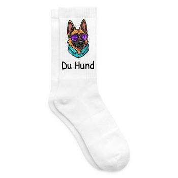 Schäferhund mit Brille sagt: Du Hund - Tennissocken - Weiß - Rechts