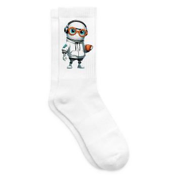 Kleiner Roboter im Hoodie - Tennissocken - Weiß - Rechts