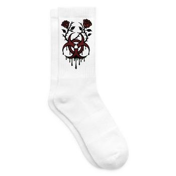 Unterirdische biologische Gefährdung - Blutrosen - Tennissocken - Weiß - Rechts
