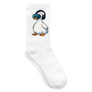 Cute Duck Gamer Gamer Cartoon Virtual Reality - Tennis socks - white - Right