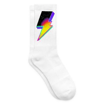 Neon Rainbow Lightning Emblem - Tennis socks - white - Right
