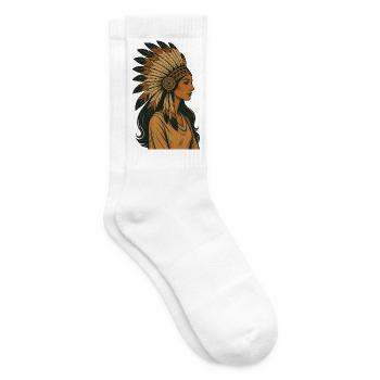 Portrait autochtone avec couronne de plumes - Chaussettes de tennis - blanc - Droite