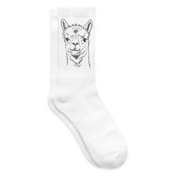Lustige Lama Skizze Kunst Minimalistische Linie Art Lama - Tennissocken - Weiß - Rechts