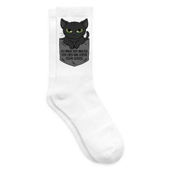 Ich bringe kein Unglück Schwarze Katze Brusttasche - Tennissocken - Weiß - Rechts