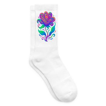 Lebendige Regenbogen-Herzblume - Tennissocken - Weiß - Rechts