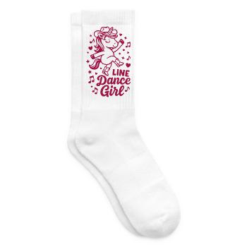 Linedance Girl - Tanz mit Herz - Musik Einhorn - Tennissocken - Weiß - Rechts