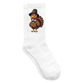 Thanksgiving Drôle Dinde de Thanksgiving - Chaussettes de tennis - blanc - Droite