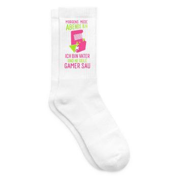 Papa Papa Gamer Gamer Gamer Gamer Gaming - Chaussettes de tennis - blanc - Droite