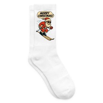 Ski Santa Claus with sunglasses and saying - Tennis socks - white - Right