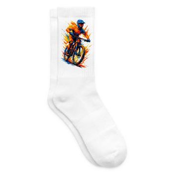 Mountainbiking Mountainbiker MTB cool Geschenk - Tennissocken - Weiß - Rechts