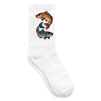 Farbige Karpfen Fische - Tennissocken - Weiß - Rechts